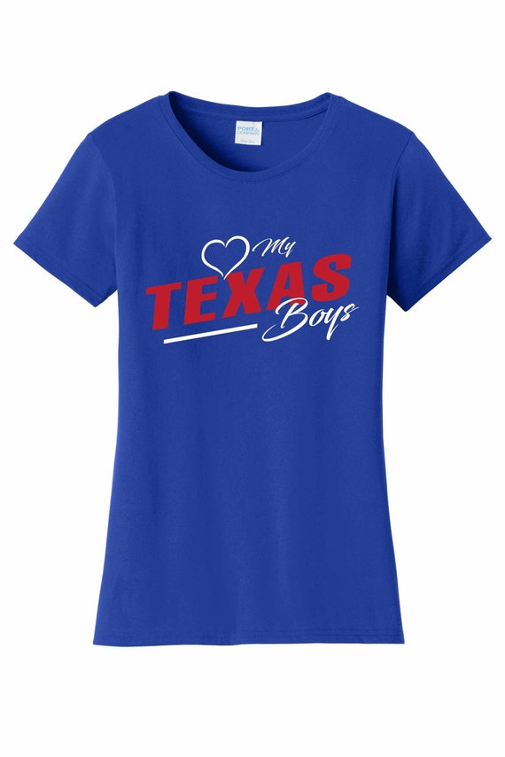 Women's Love My Texas Boys T Shirt Royal Sizes Small Medium Large X-Large XX-Large 100% Cotton