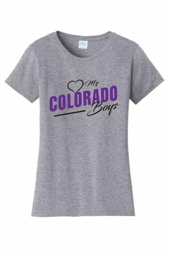 Women's Love My Colorado Boys T Shirt Gray Sizes Small Medium Large X-Large XX-Large 100% Cotton