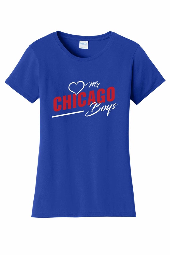 Women's Love My Chicago Boys T Shirt C2 Royal Sizes Small Medium Large X-Large XX-Large 100% Cotton