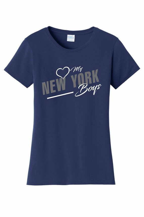 Women's Love My New York Boys T Shirt NY2 Navy Sizes Small Medium Large X-Large XX-Large 100% Cotton