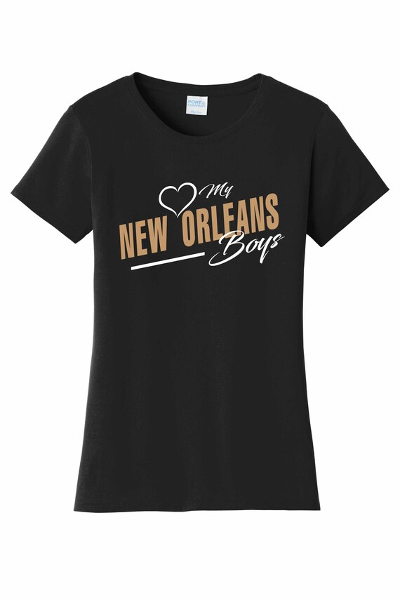 Women's Love My New Orleans Boys T Shirt Black Sizes Small Medium Large X-Large XX-Large 100% Cotton