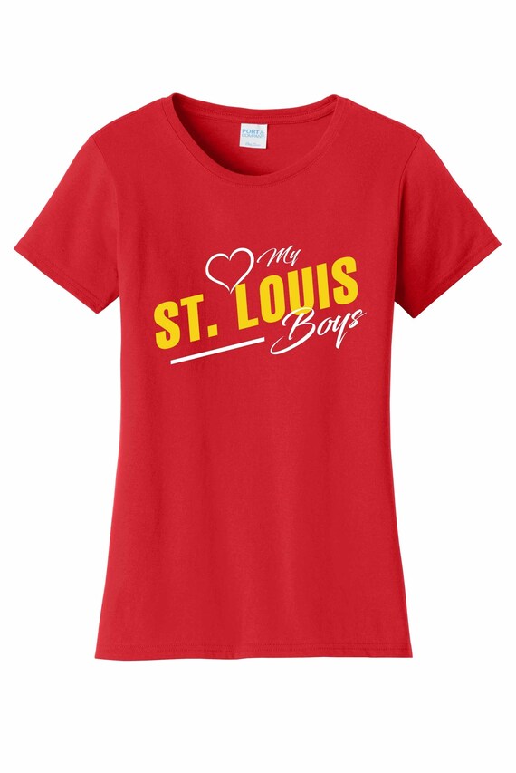 Women's Love My St. Louis Boys T Shirt Red Sizes Small Medium Large X-Large XX-Large 100% Cotton
