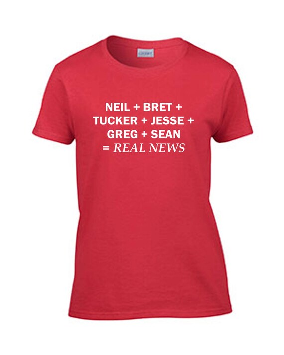 Real News Anchor Men Red T Shirt Womens Sizes Small Thru 2XL