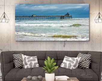 PANORAMIC Print of San Diego PIER and Waves, California BEACH Photograph, Large Wall Art, Coastal Home Décor, Nautical Art