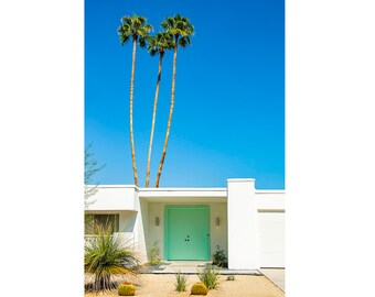 Palm Springs Print, Mid Century Modern Green Door, California Wall Art