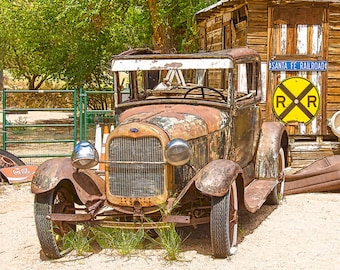 Rusty Old Ford Photograph, Route 66, Vintage Car Print
