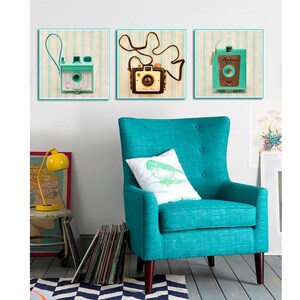 DISCOUNTED SET of THREE Retro Camera Prints, Set of Three Vintage Cameras Photos, Retro Camera Wall Décor, Camera Collectors Wall Art