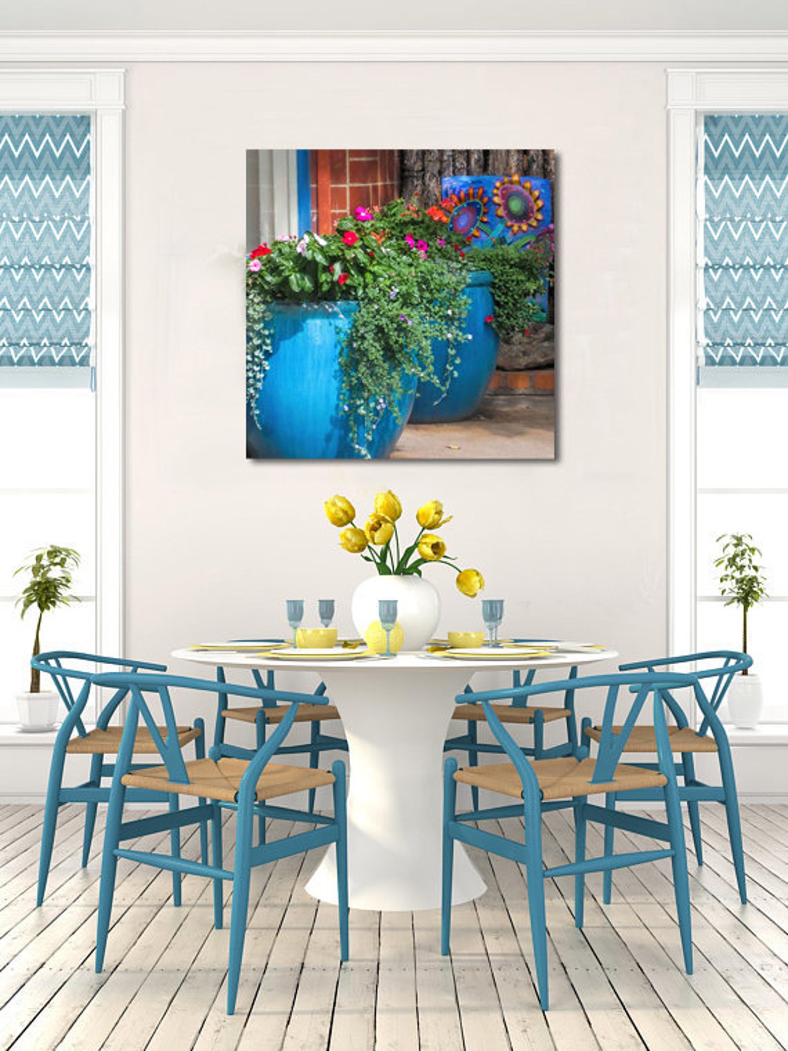 Southwest Decor, Santa Fe Wall Art, Floral Art, Home Decor, Country