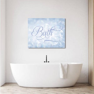 Bath Sign, Bubbles Bath Sign, Bathroom Door Sign, Light Blue Soap ...