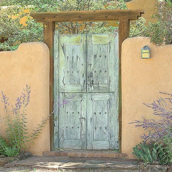 Southwest Decor, Rustic Door Art Print, Santa Fe Decor, Southwestern Photo Art, Santa Fe Door, Teal Door Photograph Turquoise Door Photo Art