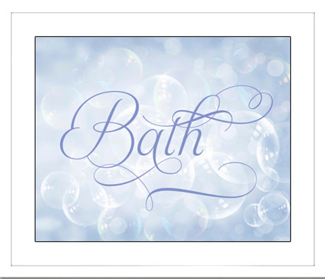 Bath Sign, Bubbles Bath Sign, Bathroom Door Sign, Light Blue Soap ...