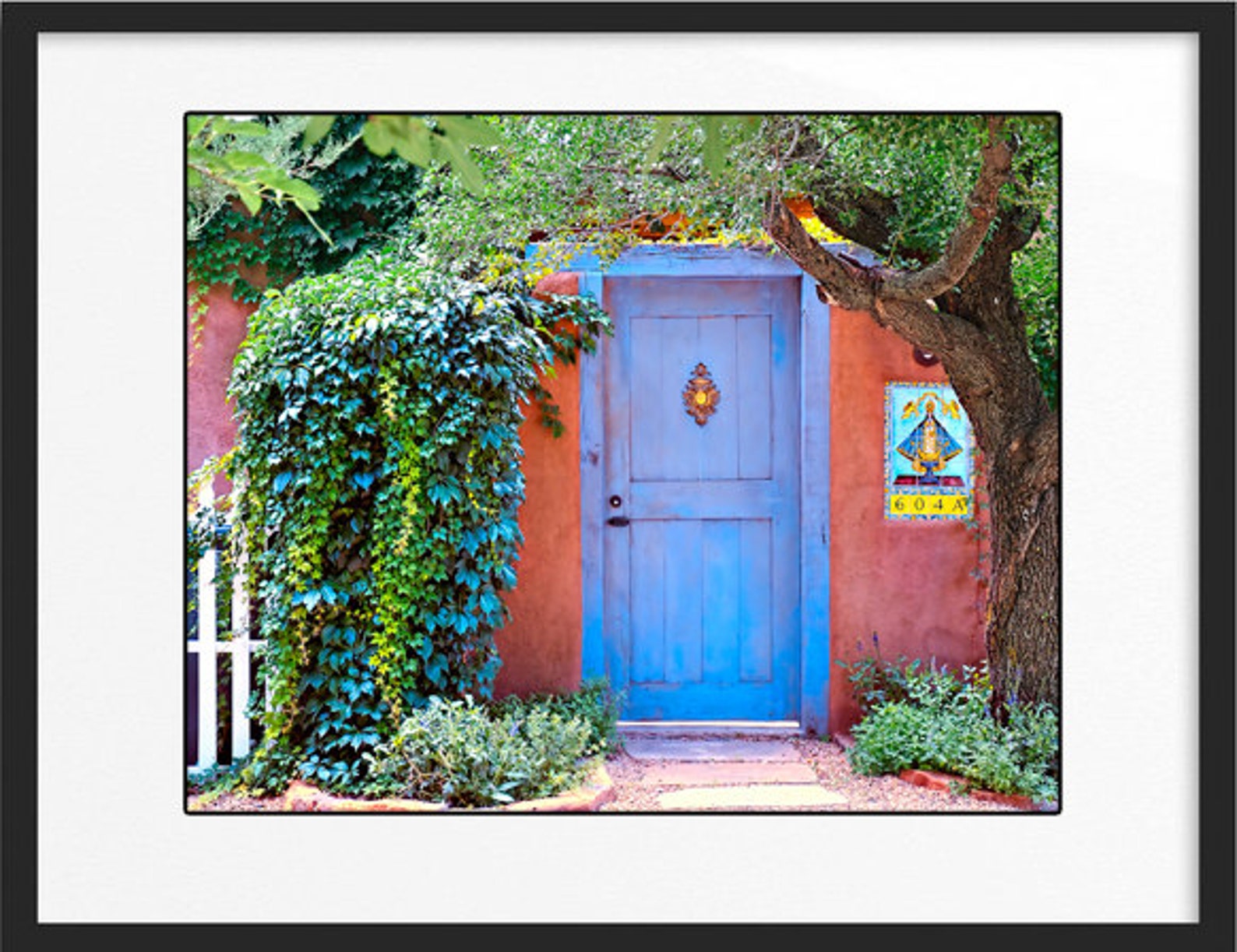 Southwest Blue Door Art Print, Santa Fe Wall Decor, Periwinkle