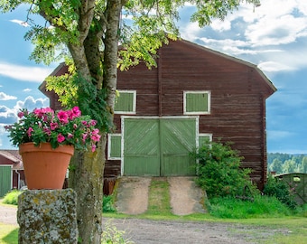 Old Barn Photography, Red Barn, Rustic Decor, Red Barn Print, Farmhouse Decor, Country Wall Art, Large Wall Art, Red Yellow Green Home Decor