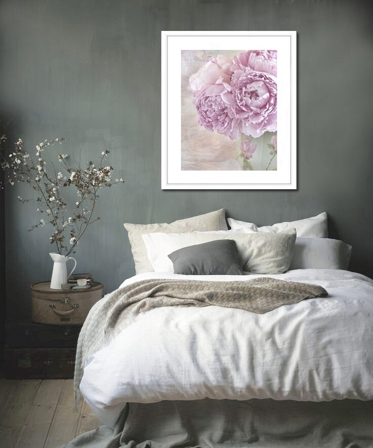 Pink Peonies Photo, Romantic Peonies in Vase, Bedroom Decor, Pink ...