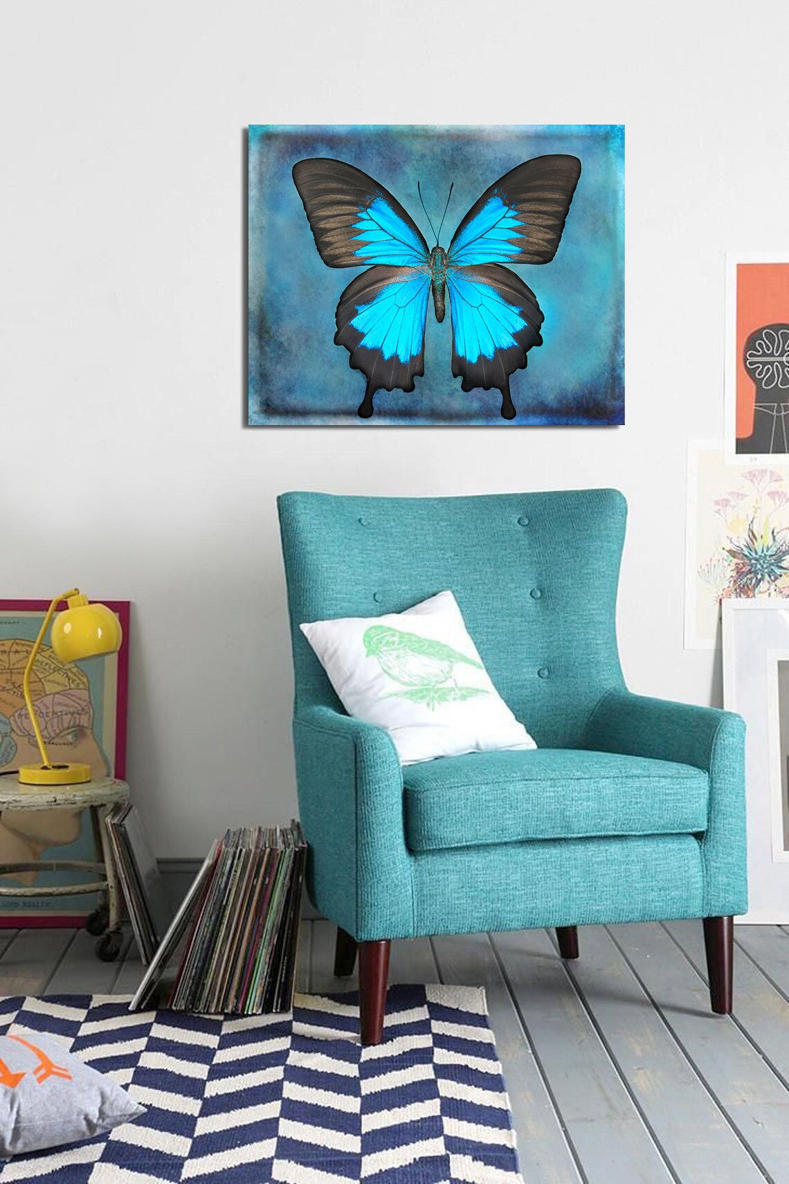 Blue Butterfly Wall Art Nature Art Print Butterfly Etsy