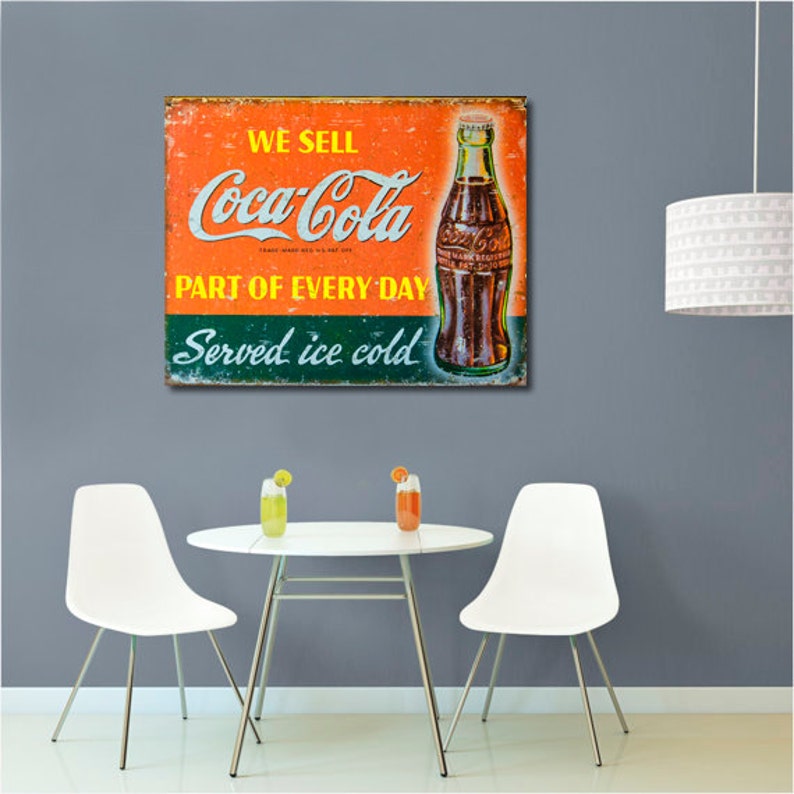 Photo of a Vintage Coke Sign, Kitchen Wall Art, Coca-cola Lovers Wall ...