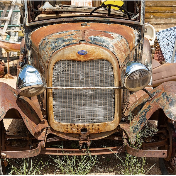 Rusty Old Ford Photo, Abandoned Old Ford Print, Boys Room, Man Cave Décor, Vintage Car Photograph, Old Car Print, Vintage Ford Photography