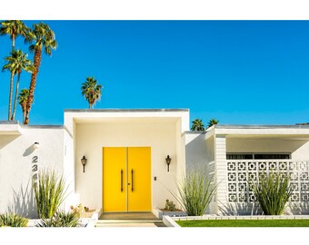 Palm Springs Yellow Door Print, Mid Century Modern Wall Art
