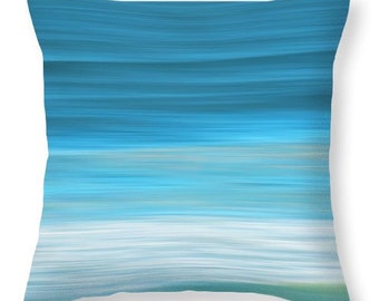 Abstract Decorative Pillow, Teal, Blue and White Pillow Cover,  Coastal Beach Décor, Modern Pillow Cover, Living Room Bedroom Décor