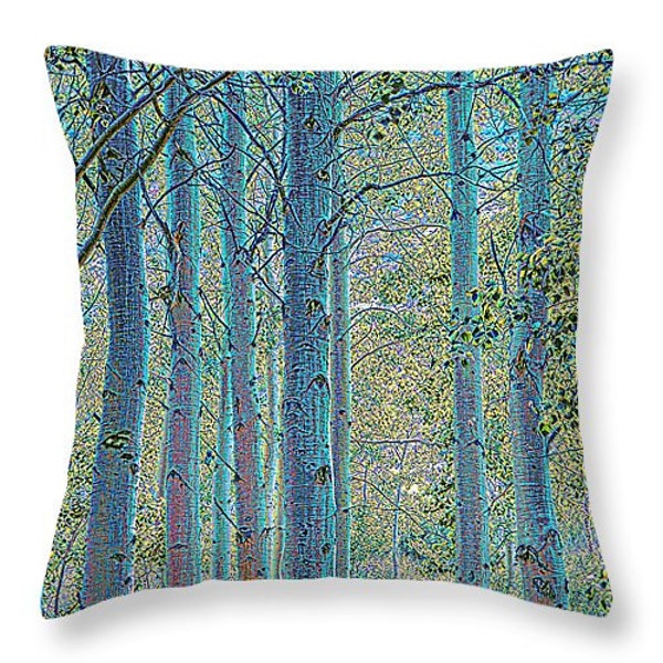 Teal Yellow Pillow Cover, Tree Fantasy Forest, Teal Trees, Nature Pillow, Home Decor, Decorative Pillow, Trees on Pillow Cover,