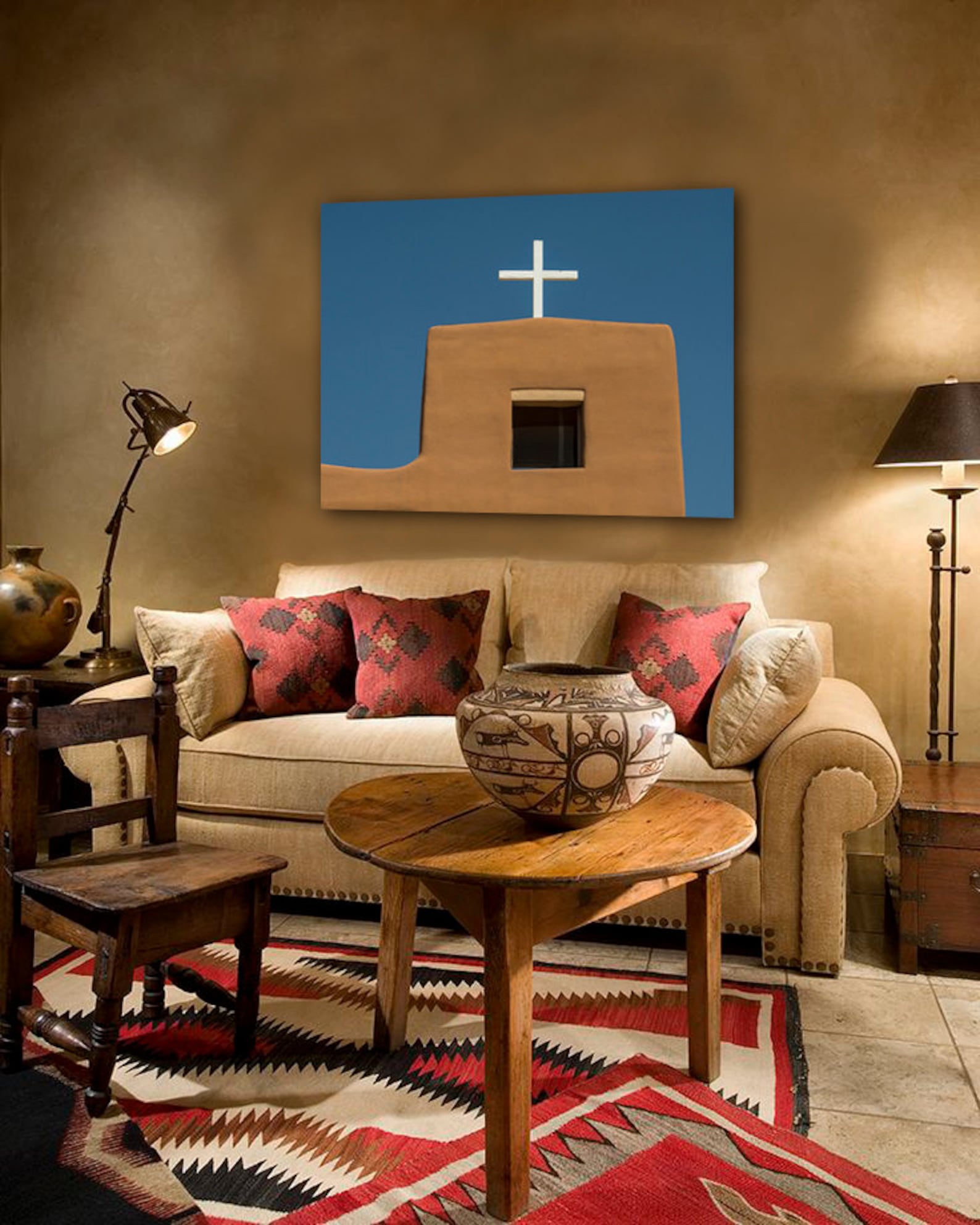 Southwest Photo Art, Santa Fe Art Print, Southwest Decor, Adobe Church