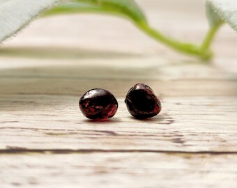 Raw Garnet Earrings | January Birthstone | Rough Stone Garnet Earrings | Healing Gemstone Crystal Jewelry | Witchy Birthday Gift