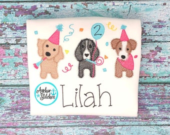Girls Birthday Puppy Shirt, Dog Birthday Party Shirt, Personalized 3rd Birthday Shirt, 2nd Birthday Bodysuit, Pup Birthday Theme Party Shirt