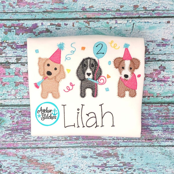 Girls Birthday Puppy Shirt, Dog Birthday Party Shirt, Personalized 3rd Birthday Shirt, 2nd Birthday Bodysuit, Pup Birthday Theme Party Shirt