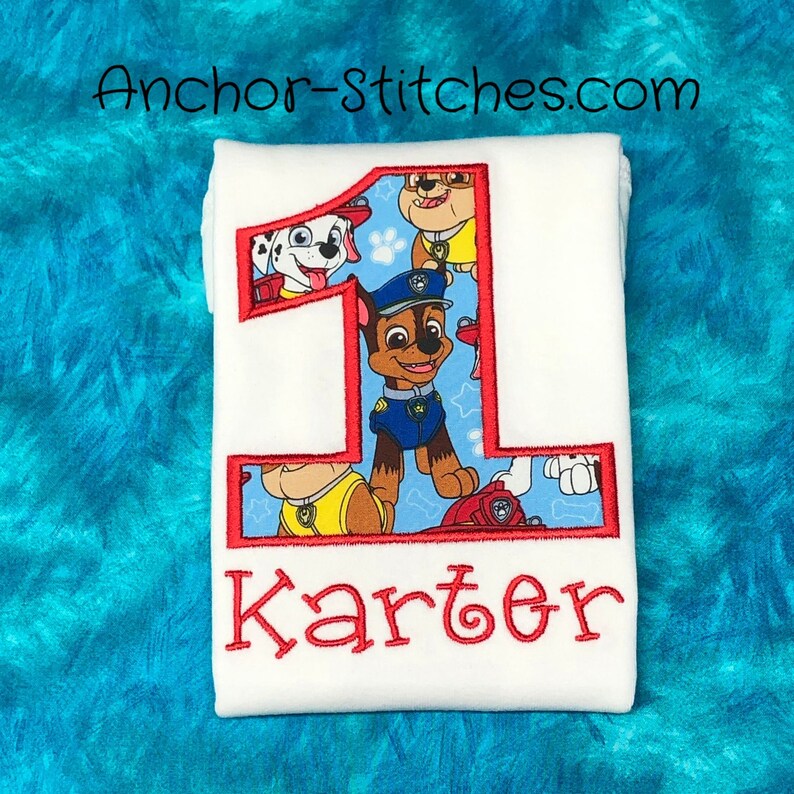 Paw Patrol Birthday Shirt Paw Patrol Embroidered Birthday Shirt 1st Birthday Bodysuit 3rd Birthday Paw Patrol First Birthday Shirt