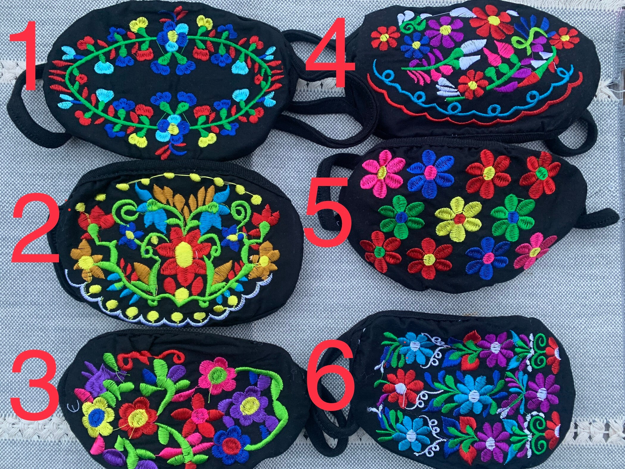 Embroidered Flower Mexican Face Mask Frida Flower Face Mask Etsy