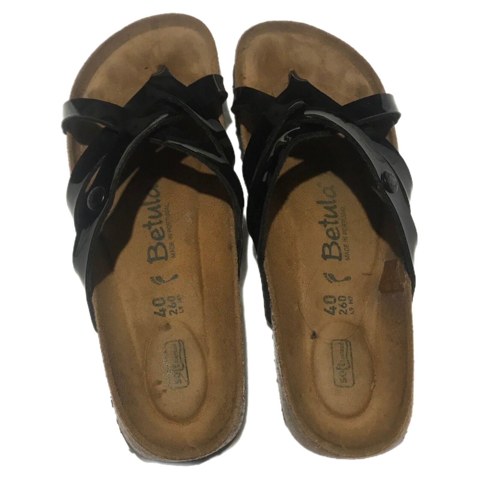 Birkenstock Betula Vinja Black Patent Leather Sandals Size 40