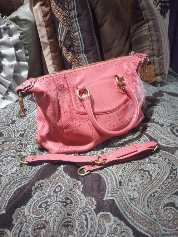 Coach OP Pink Leather ASHLEY SIGNATURE Handbag Sa… - image 7