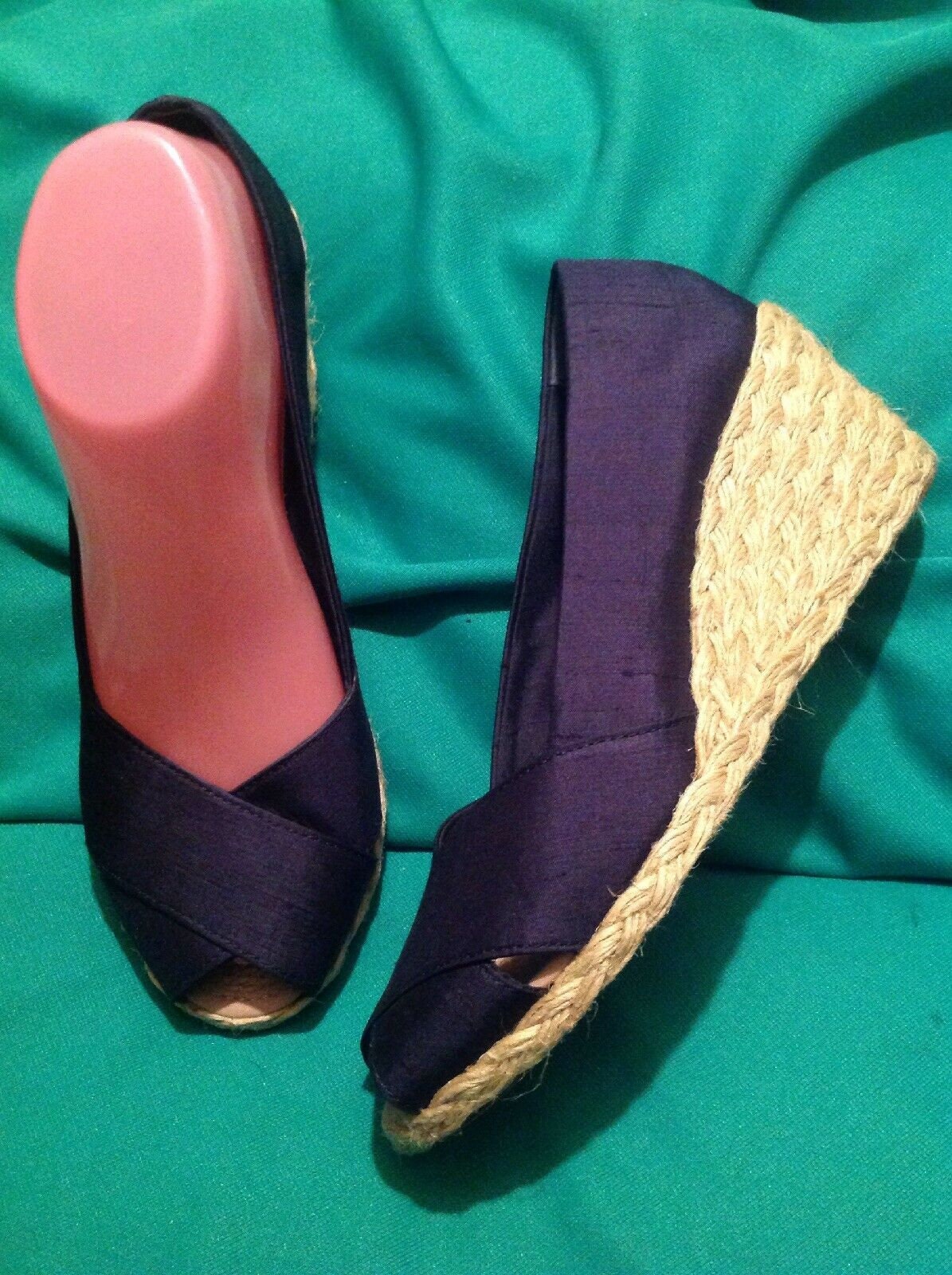 LAUREN RALPH Lauren CECILIA 7B Women s Shimmery Blue Open Toe Espardrilles Shoes Store Displays Etsy UK