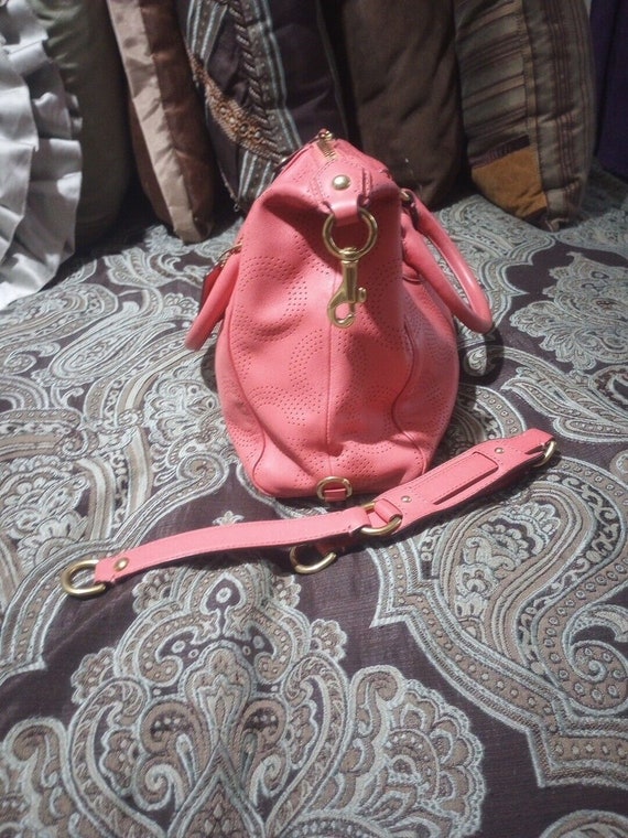 Coach OP Pink Leather ASHLEY SIGNATURE Handbag Sa… - image 8