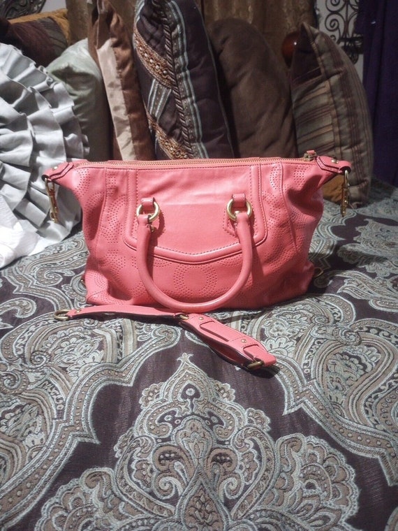 Coach OP Pink Leather ASHLEY SIGNATURE Handbag Sa… - image 6