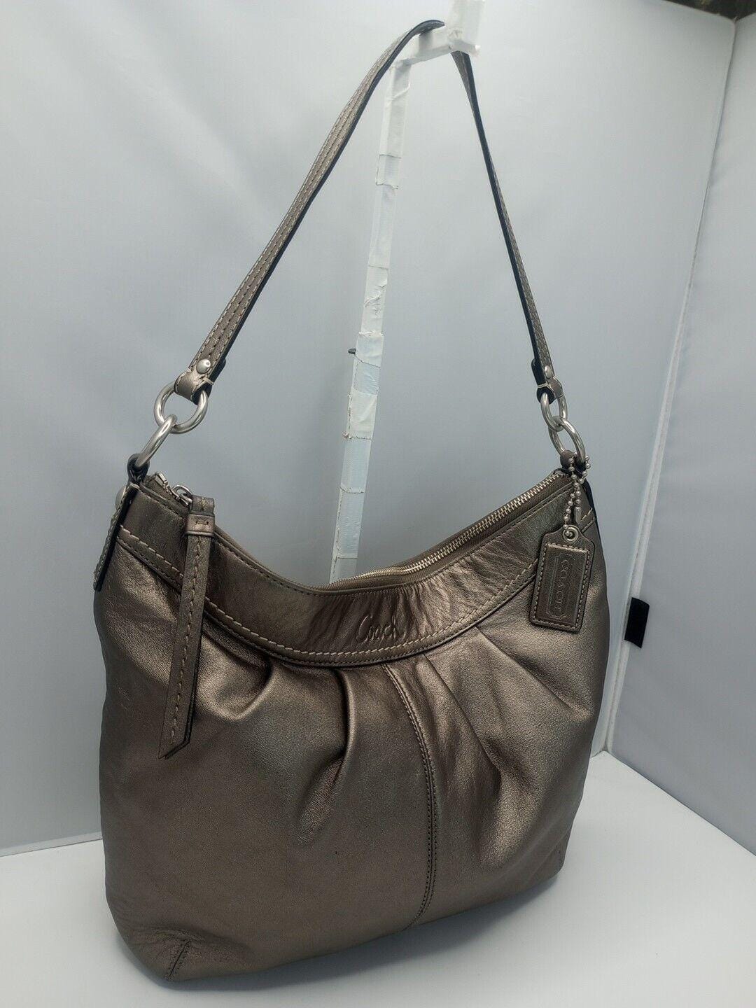 Coach gray leather handbag sale
