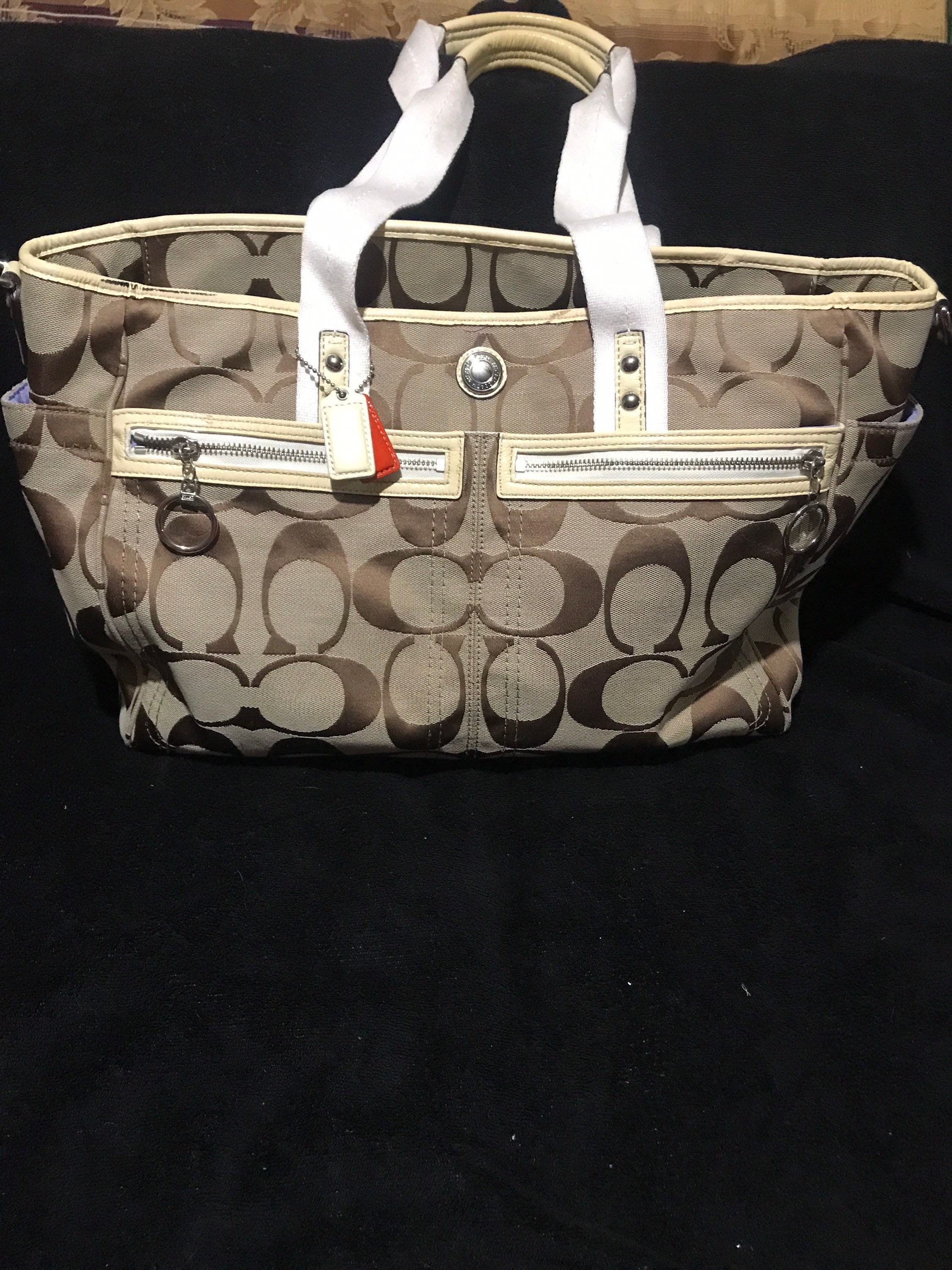 AUTHENTIC COACH Signature Brown & BEIGE Baby Diaper Bag 