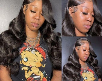 Parrucche Bob Glueless con Capelli Umani Ondulati 13x4 Parrucche