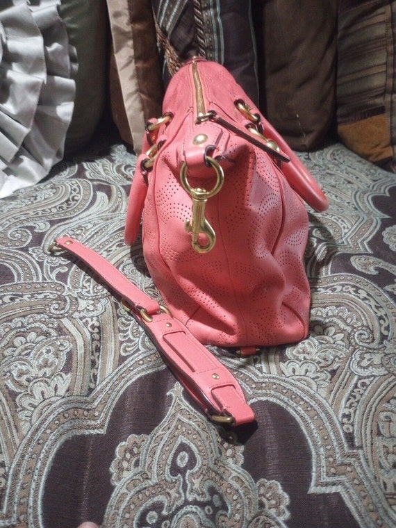 Coach OP Pink Leather ASHLEY SIGNATURE Handbag Sa… - image 5