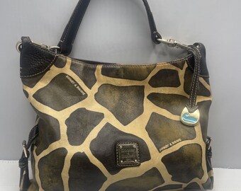 Dooney & Bourke Giraffe Animal Print Leather Hobo Shoulder Bag Purse 14x9x3