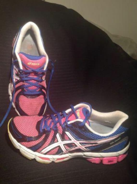 ASICS women s t379n duomax gel exalt blue pink 10B euro 42 sneakers gym shoes