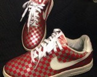 RARE Vintage MEN&#39;S 11M Nike Air Force 1 Red/ Silver Sneakers 306353-112