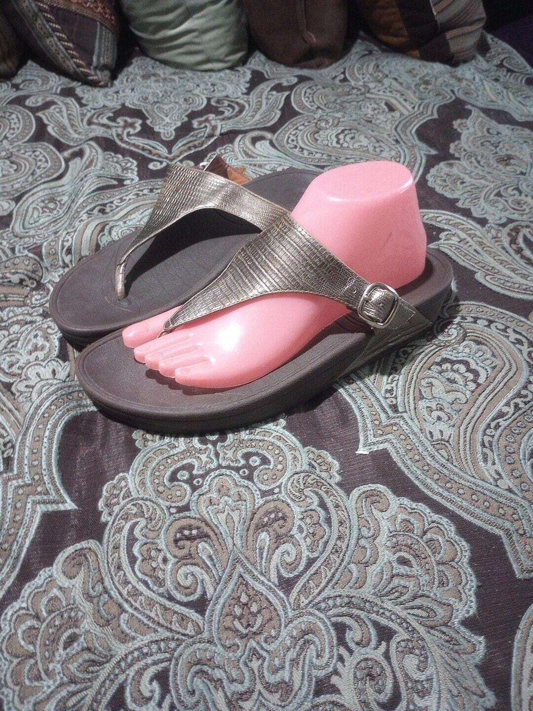 Buy Fitflop the Skinny 350 012 Metallic Gold Brown Sandals Thong Slip on Women s 9 Online in India Etsy