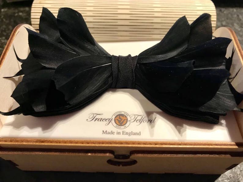 Raven Black 3d Feather Bow Tie Wedding Bow Tie Groom Bow Etsy
