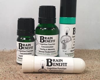 BRAIN BENEFIT Essential Oil Blend, Cognitive Function, Brain Power, Clarity, Mental Performance, Memory Support, Concentration, Focus