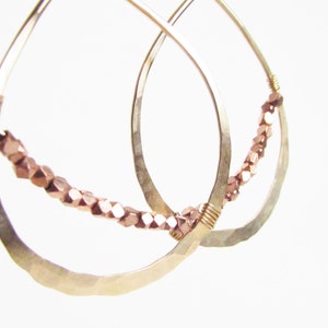 Teardrops with Shimmering Copper Swoops // Boho Chic Earrings // Copper // Forged Gold // Forged Silver