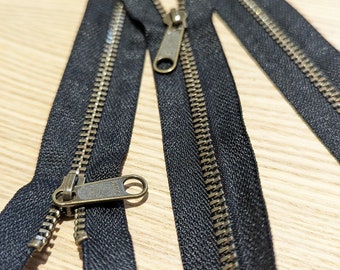 YKK #4.5 Antique Brass Non-Lock Zipper - Black 20"