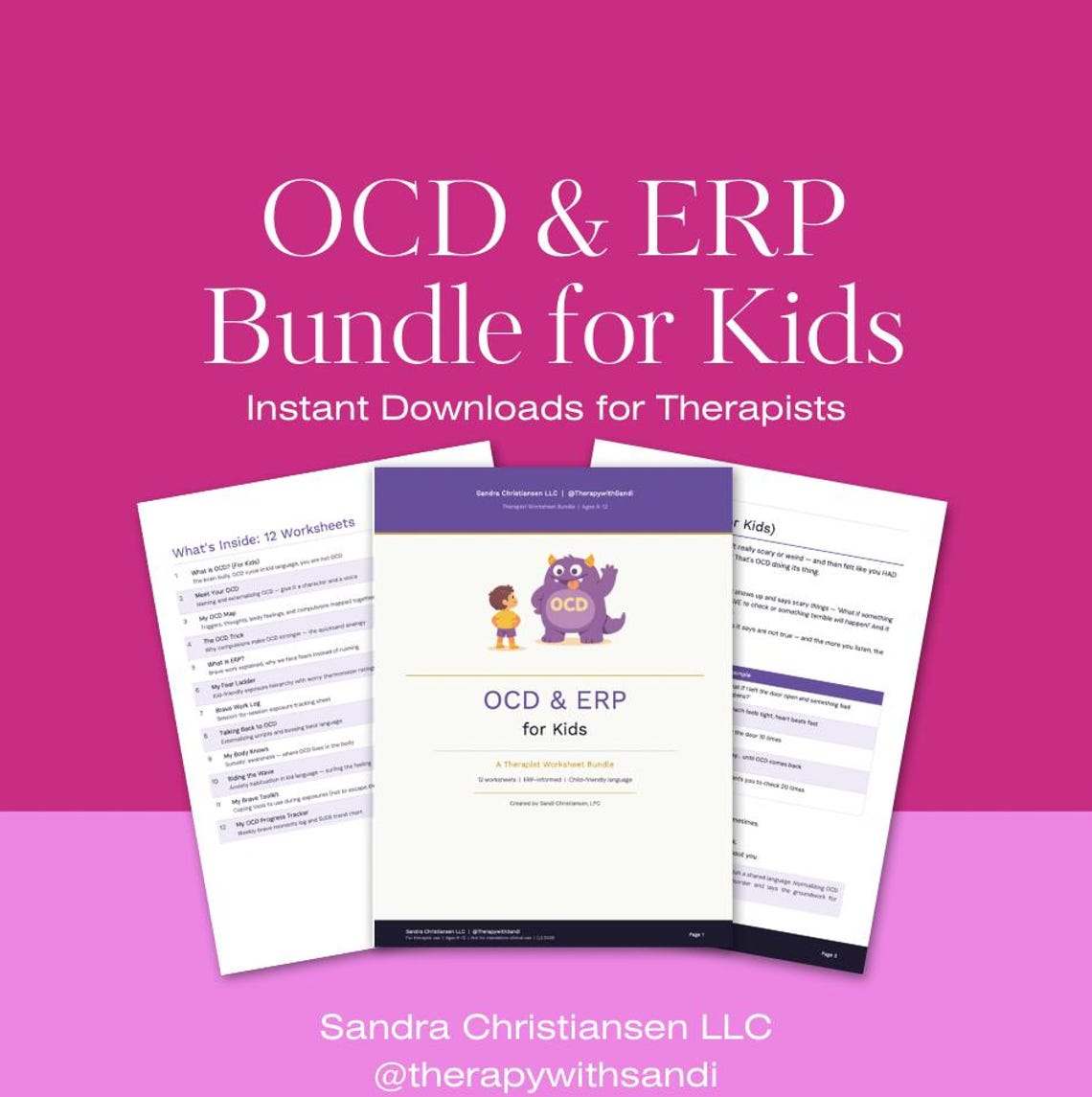 OCD & ERP for Kids Worksheet Bundle | Exposure Therapy Tools | Child ...