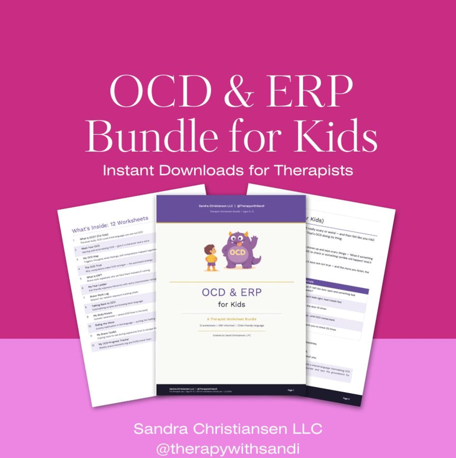 OCD & ERP for Kids Worksheet Bundle | Exposure Therapy Tools | Child ...