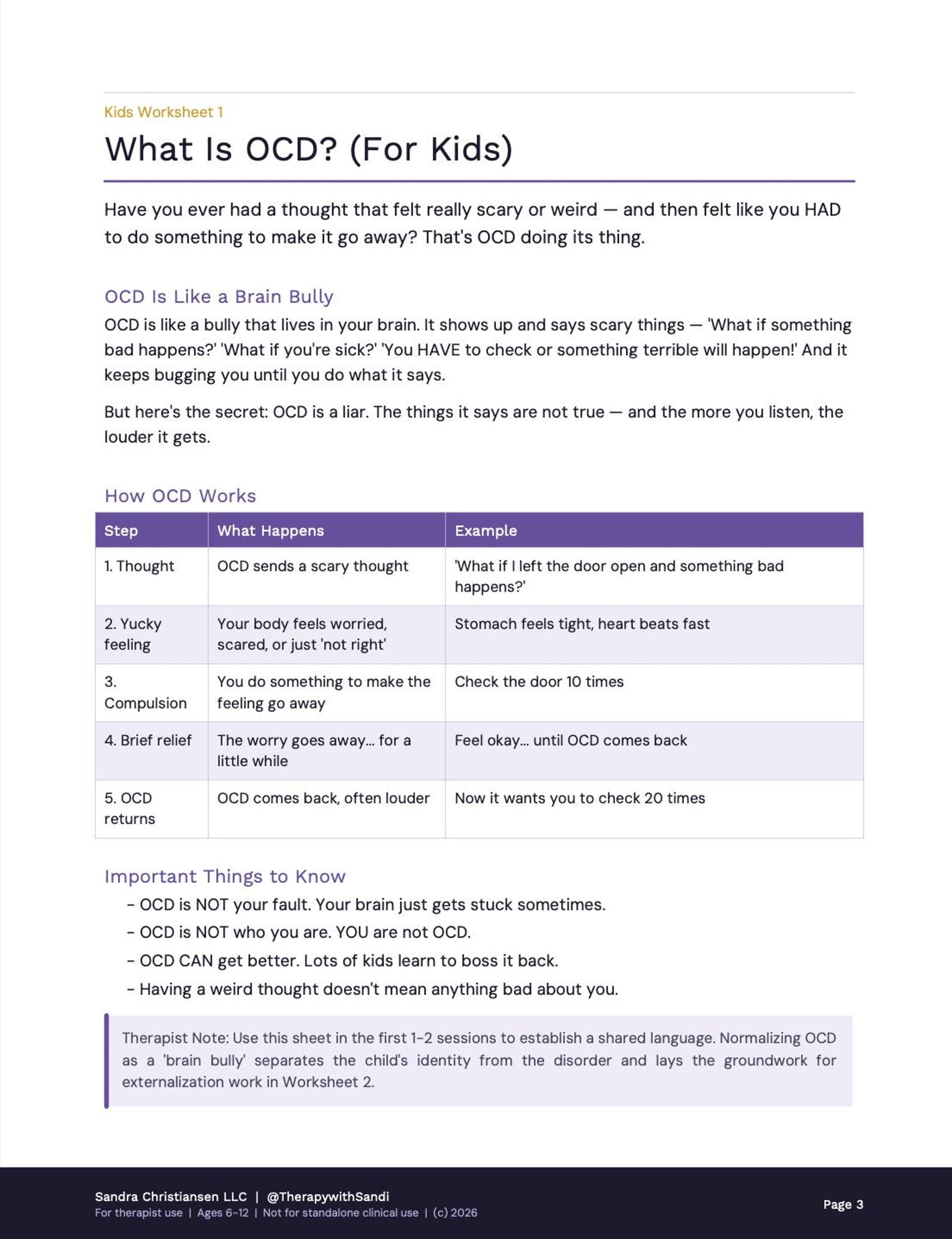 Erp Fear Ruler OCD & ERP for Kids Worksheet Bundle | Exposure Therapy Tools | Child ...